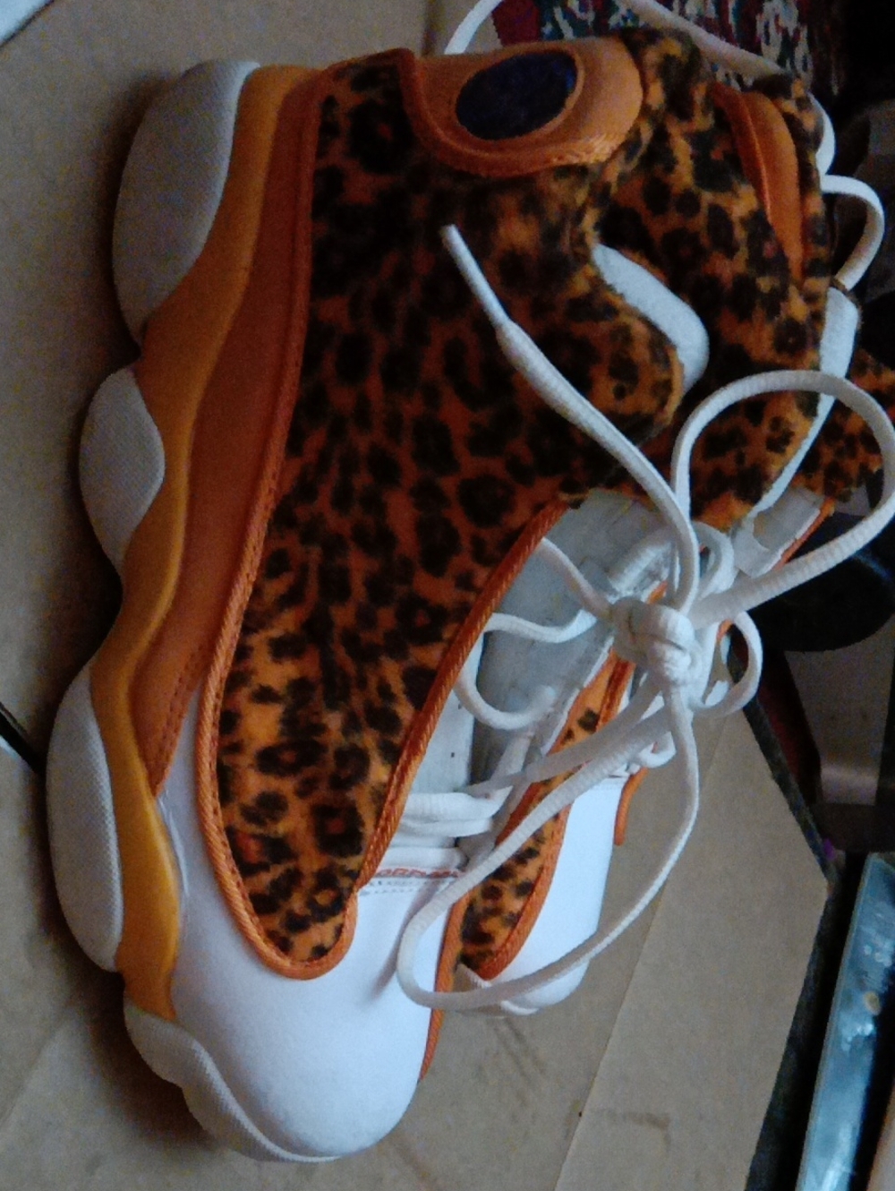 Jordan Women's Leopard Print Orange & White Sneakers